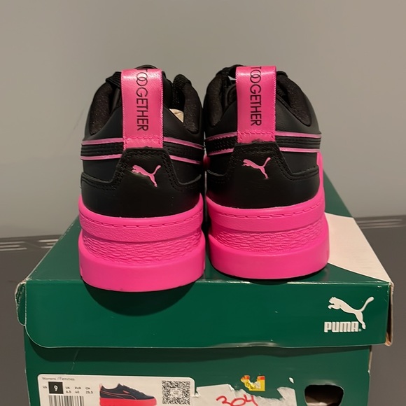 Puma Women's Black and Pink Platform Sneakers - Picture 2 of 6